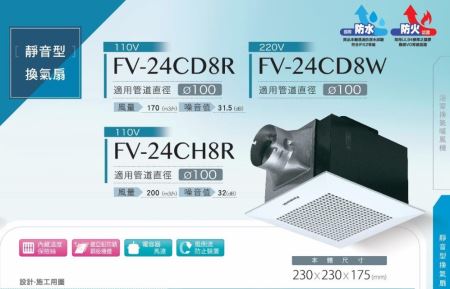國際牌 FV-24CD8R FV-24CD8W FV-24CH8R 靜音換氣扇 浴室換氣扇 通風扇 Panasonic